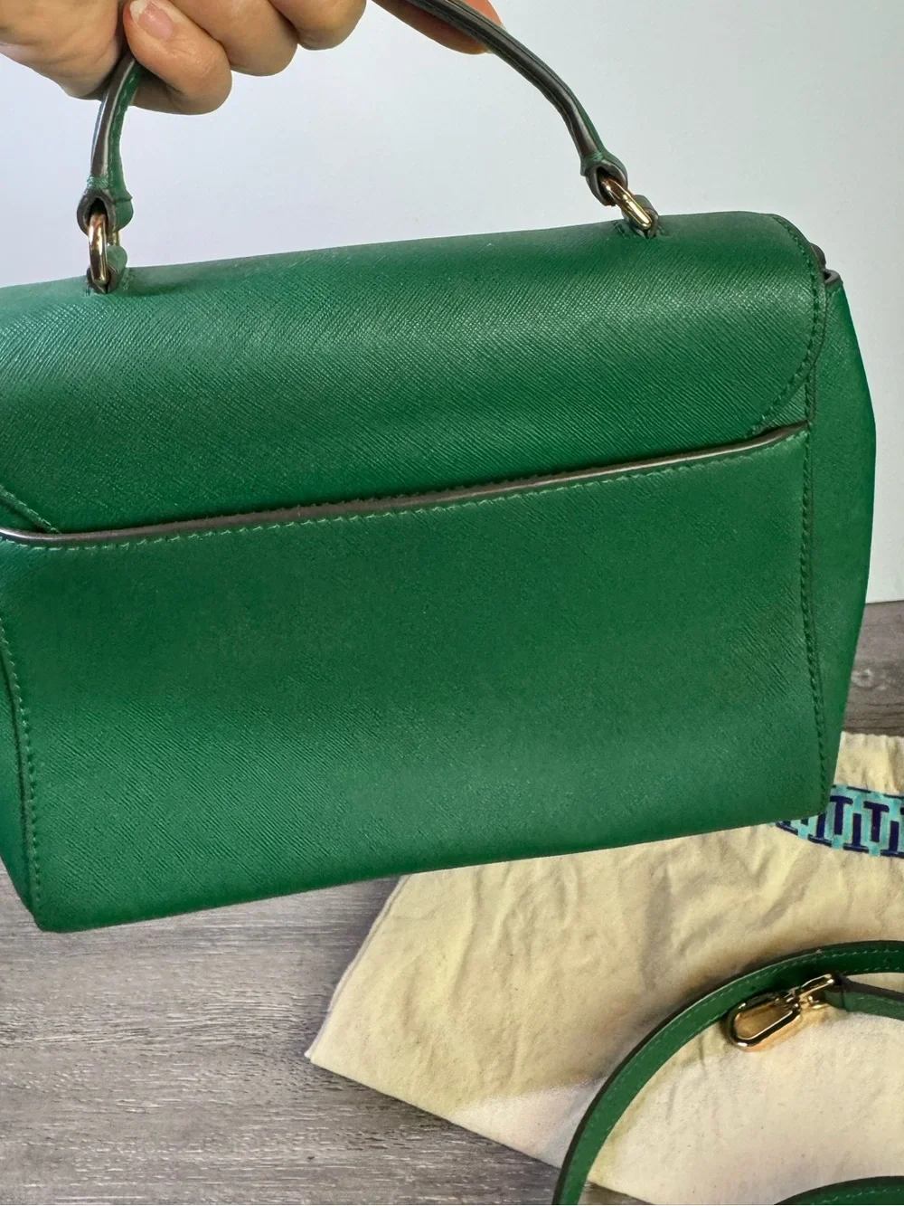 Tory Burch Emerald Green Small Robinson tote and crossbody $297